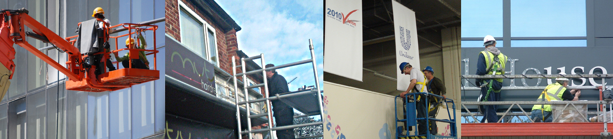 Signage being installed at commercial premises